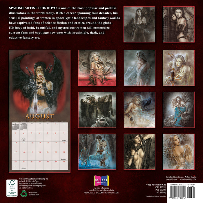 2025 Fantasy Art of Luis Royo Wall Calendar