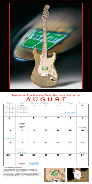 2025 Fender Custom Shop Guitars Wall Calendar