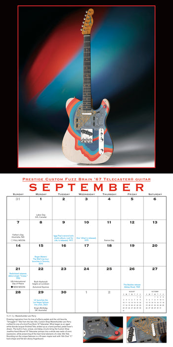 2025 Fender Custom Shop Guitars Wall Calendar