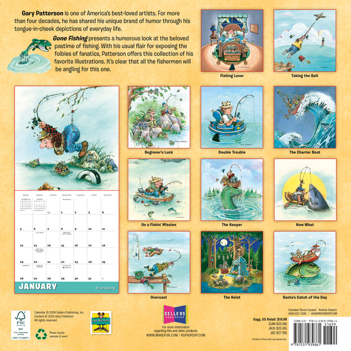 2025 Gone Fishing Wall Calendar