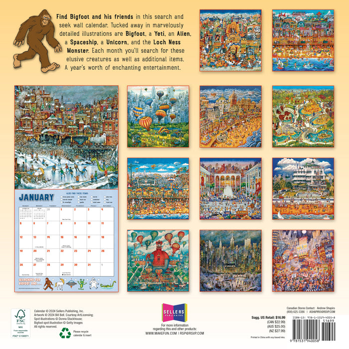 2025 Searching for Bigfoot and His Other Hidden Friends Wall Calendar