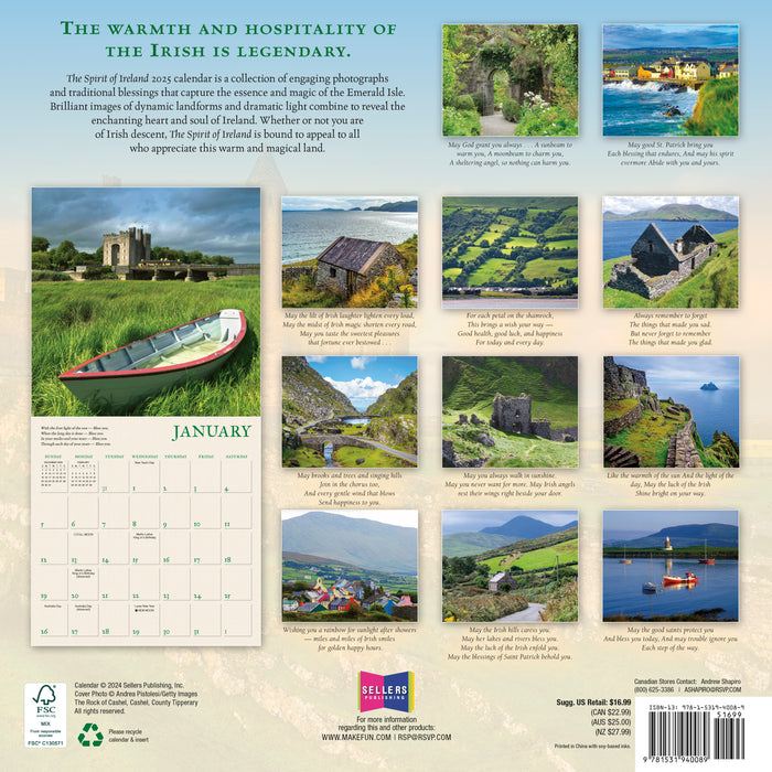 2025 The Spirit of Ireland: Images and Blessings of the Emerald Isle Wall Calendar