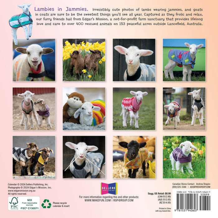 2025 Lambies in Jammies & Goats in Coats Mini Wall Calendar