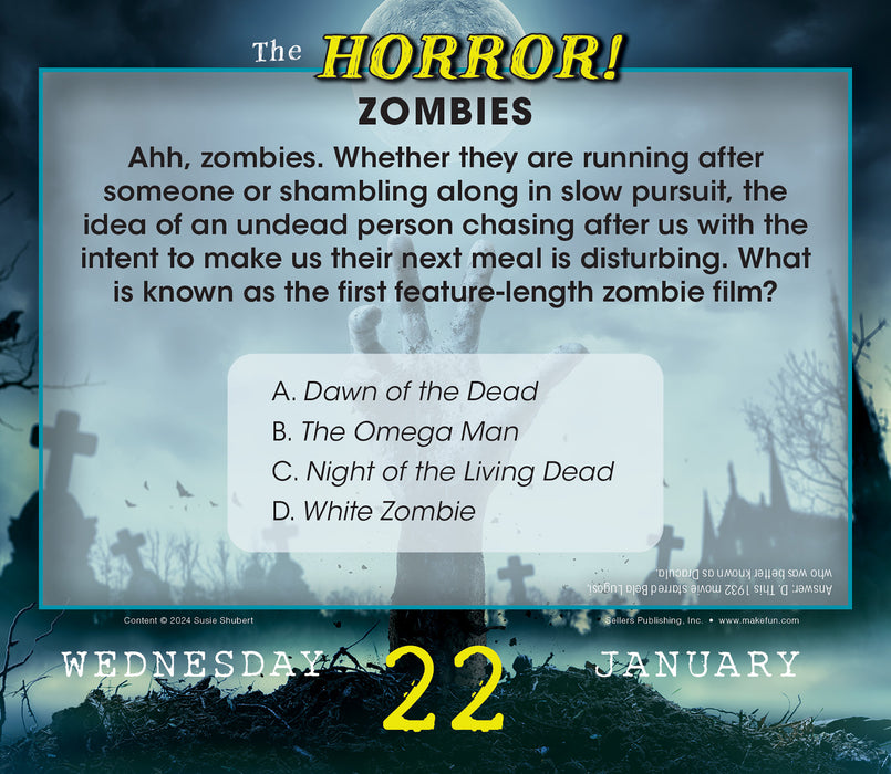 2025 The Horror! Terrifying Trivia for Fright Fanatics Page-A-Day Calendar