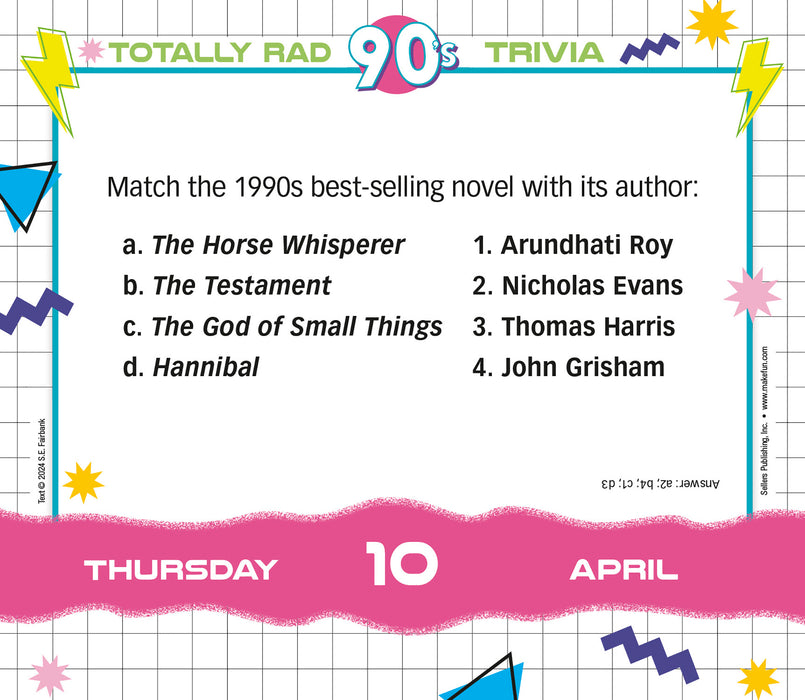 2025 Totally Rad 90s Trivia Page-A-Day Calendar