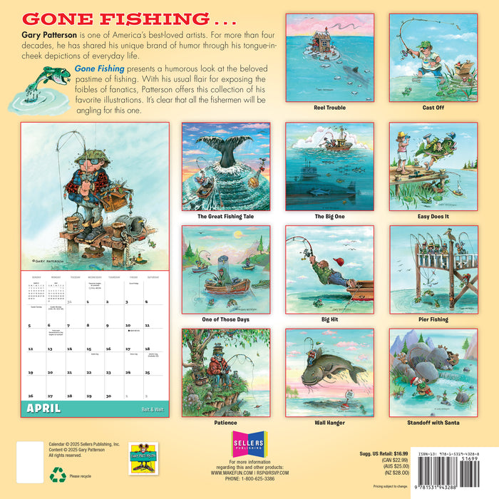 Gone Fishing 2026 Square Wall Calendar