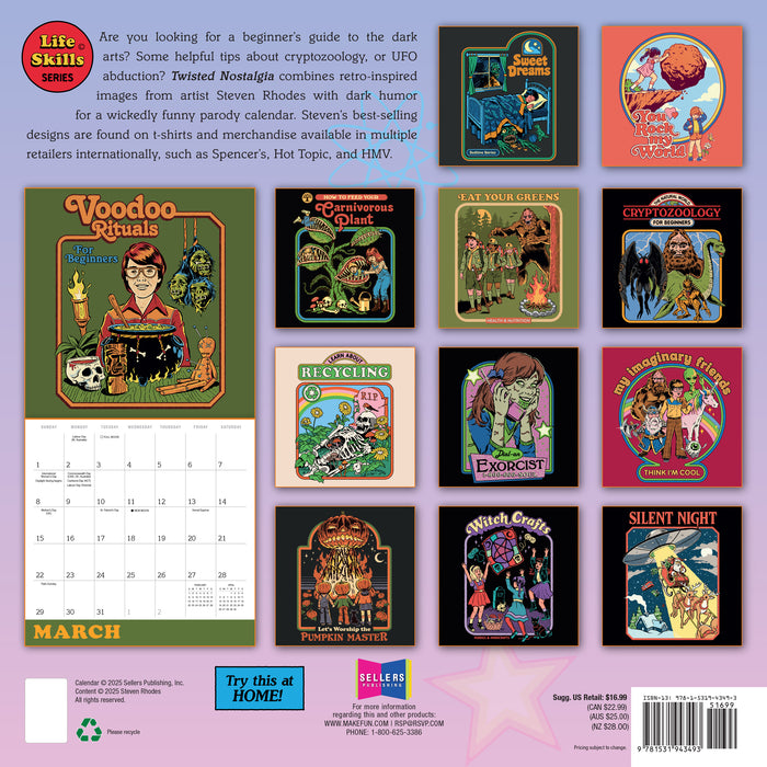 Twisted Nostalgia Life Lessons from the Dark Side 2026 Square Wall Calendar
