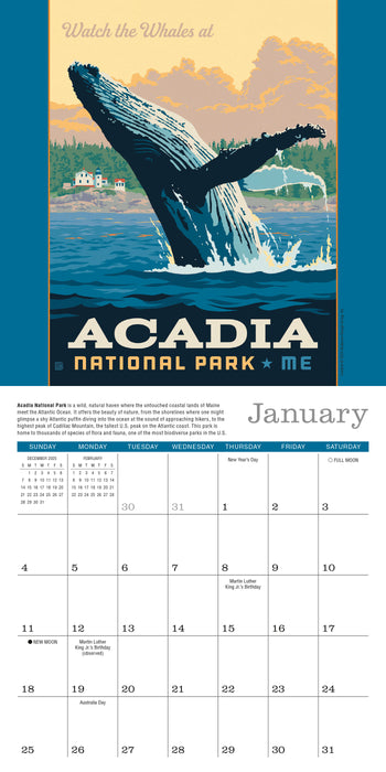 Illustrated National Parks — Anderson Design Group 2026 Mini Wall Calendar