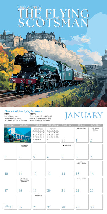 Classic Trains 2027 Square Wall Calendar (Online Exclusive)