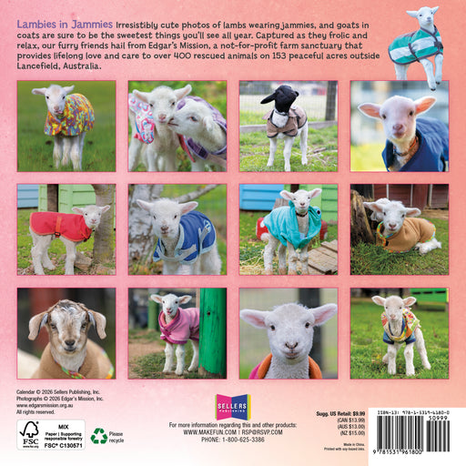 Lambies in Jammies and Goats 2027 Mini Wall Calendar