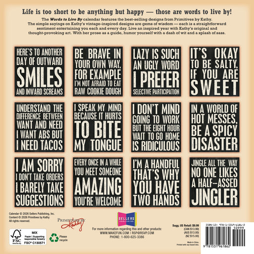 Words to Live By 2027 Mini Wall Calendar