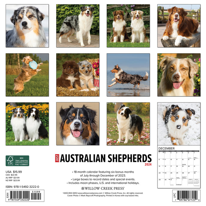 2024 Just Australian Shepherds Wall Calendar