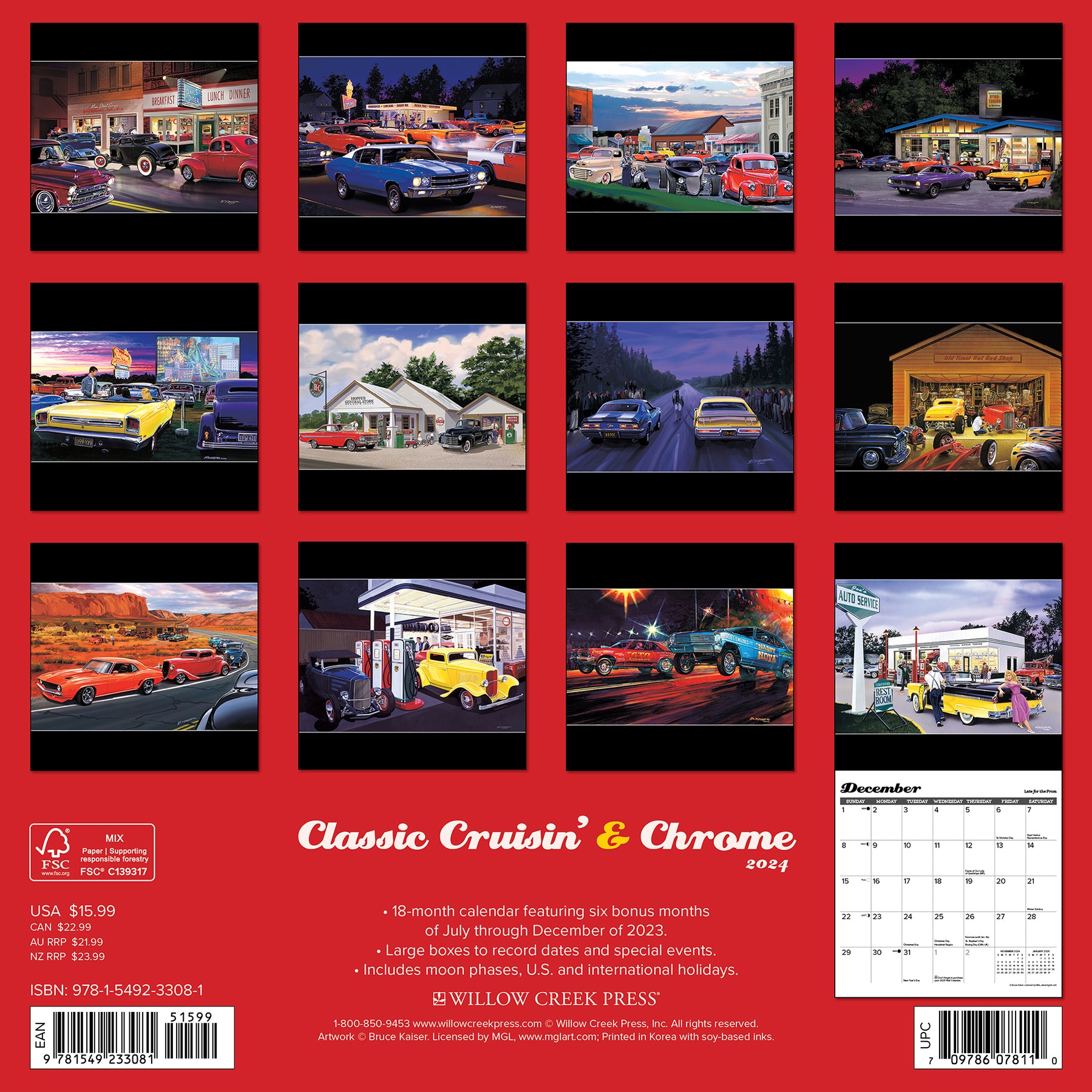 2024 Classic Cruisin' & Chrome Wall Calendar — Calendar Club