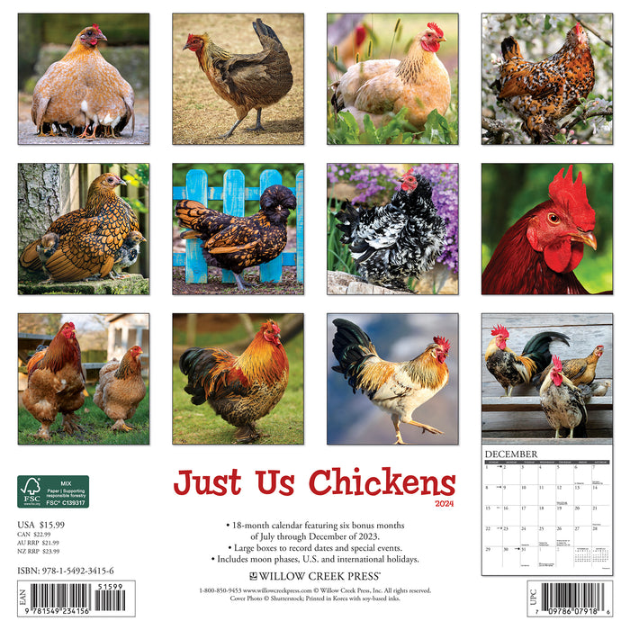 2024 Just Us Chickens Wall Calendar