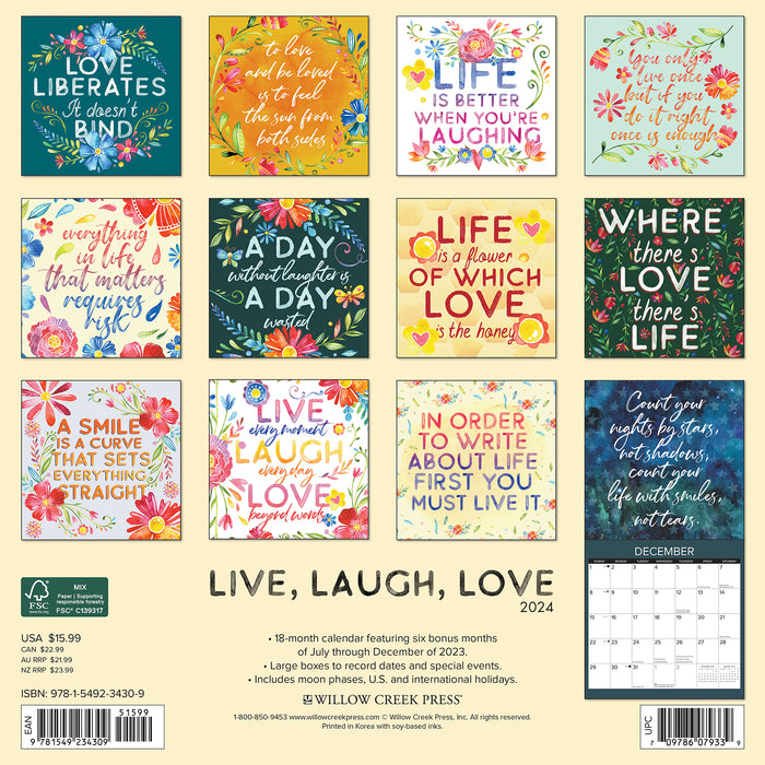 2024 Live Laugh Love Wall Calendar