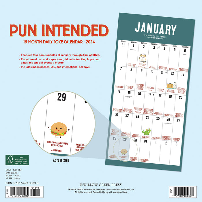2024 Pun Intended Wall Calendar — Calendar Club