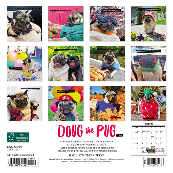 2024 Doug the Pug Mini Wall Calendar