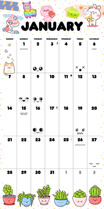 2024 Kawaii Wall Calendar