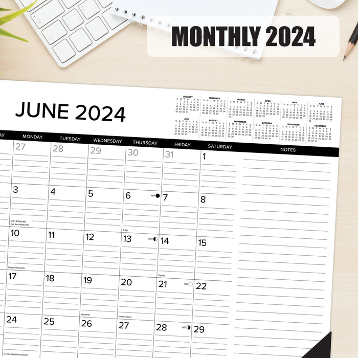 2024 Black & White Desk Pad Calendar — Calendar Club