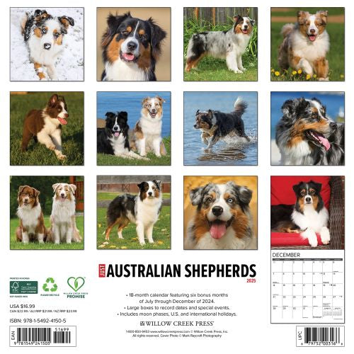 2025 Australian Shepherds Wall Calendar