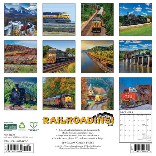 2025 Railroading Wall Calendar