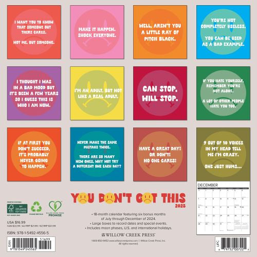 2025 You Don't Got This Wall Calendar by  Willow Creek Press from Calendar Club