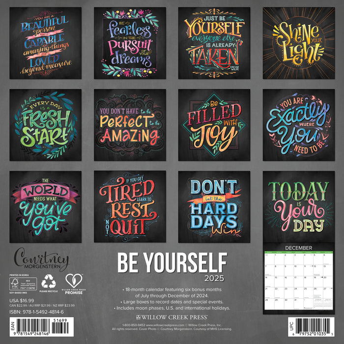 2025 Be Yourself Wall Calendar by  Willow Creek Press from Calendar Club