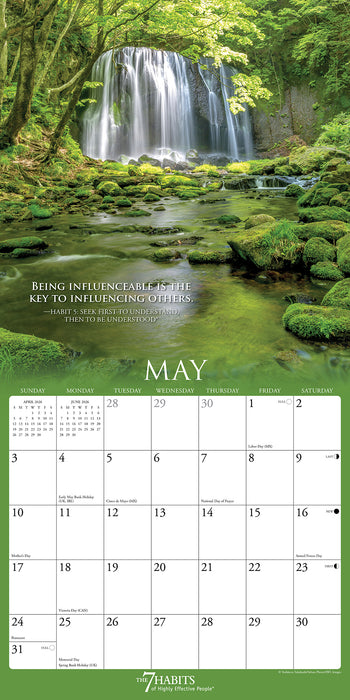 7 Habits of Highly Effective People 2026 Square Wall Calendar