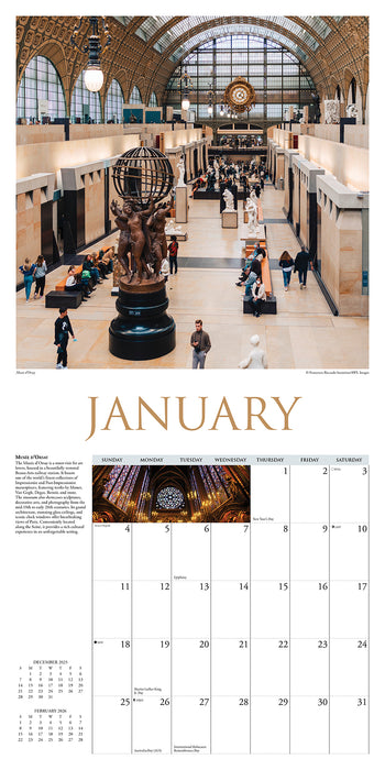 A Walk in Paris 2026 Square Wall Calendar