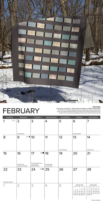 Art of the Quilt 2026 Square Wall Calendar