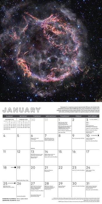 Astronomy 2026 Square Wall Calendar