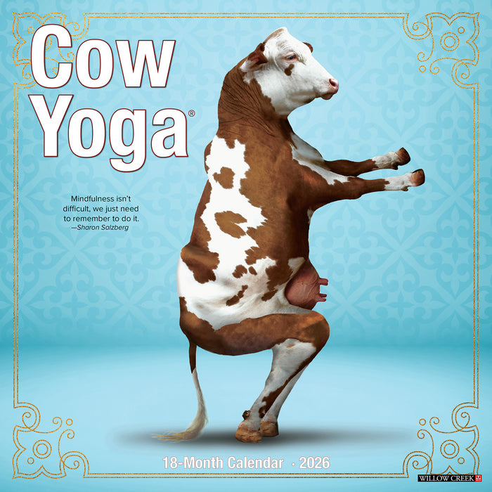 Cow Yoga 2026 Square Wall Calendar