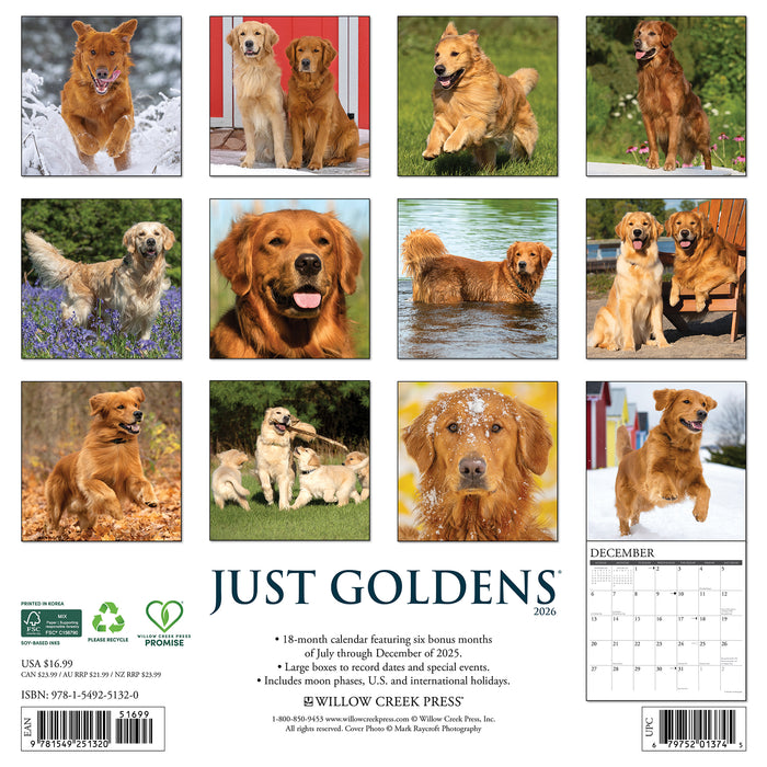 Goldens 2026 Square Wall Calendar