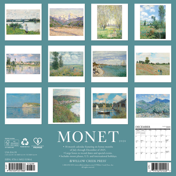 Monet 2026 Square Wall Calendar