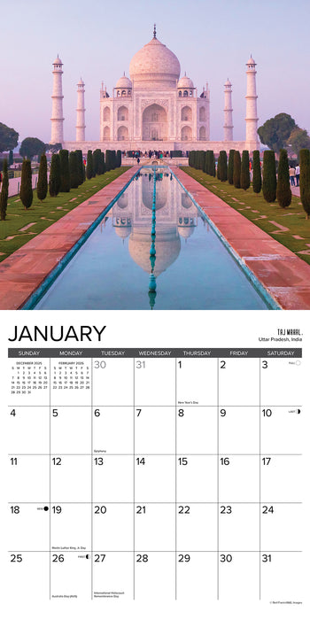 Wonders of the World 2026 Square Wall Calendar