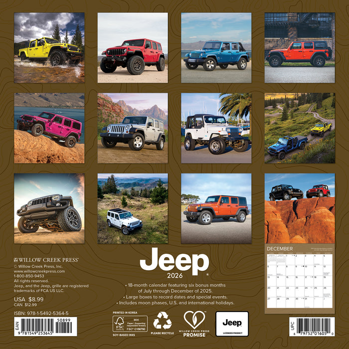 Jeep 2026 Mini Wall Calendar