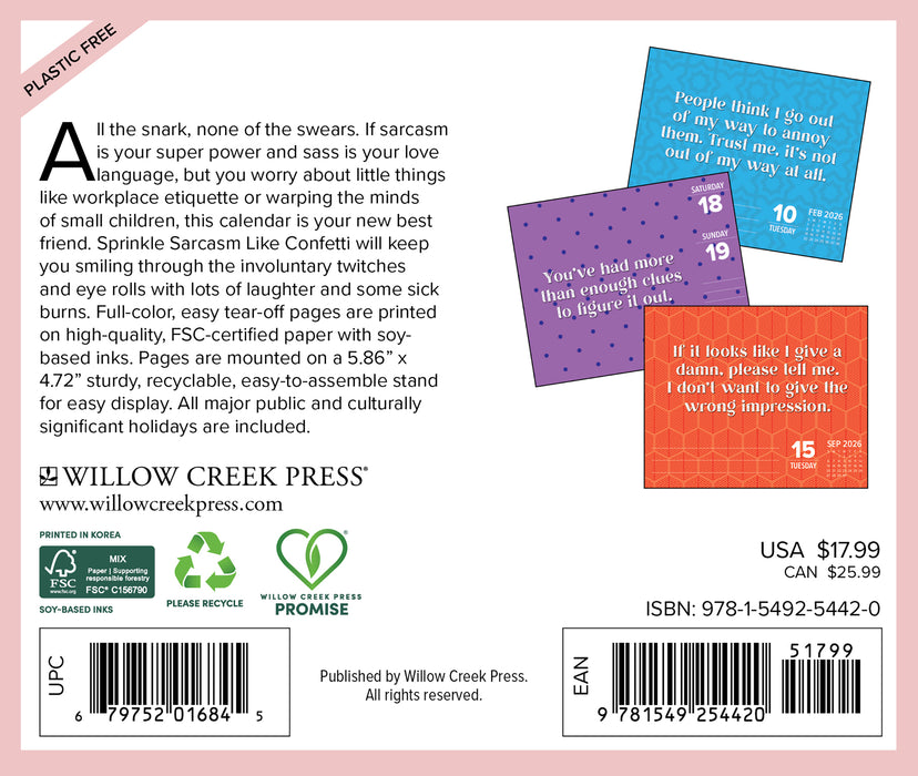 Sprinkle Sarcasm Like Confetti 2026 Page-A-Day Calendar