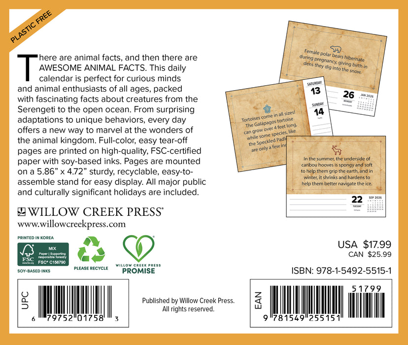 Awesome Animal Facts 2026 Page-A-Day Calendar