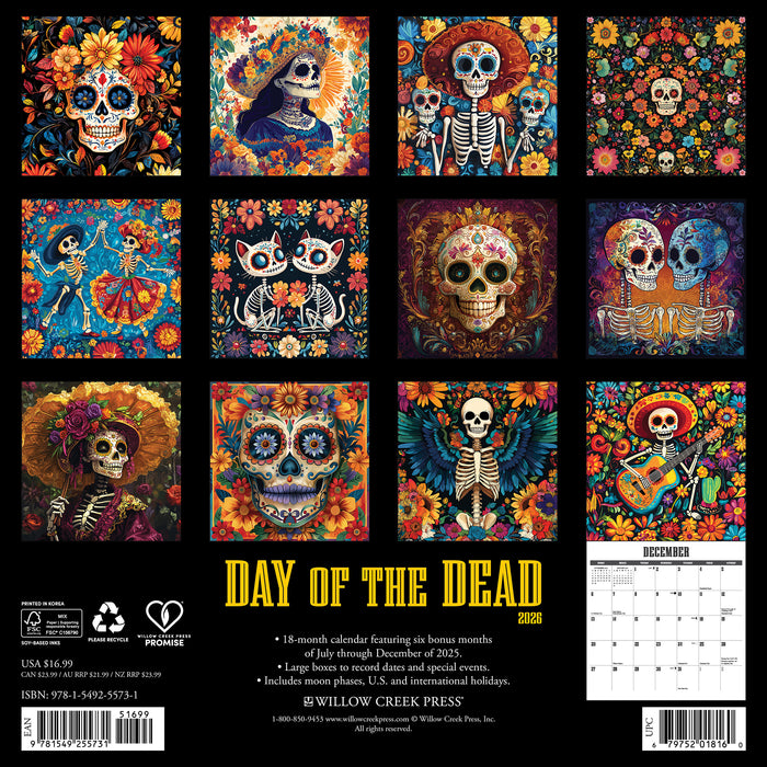 Day of the Dead 2026 Square Wall Calendar