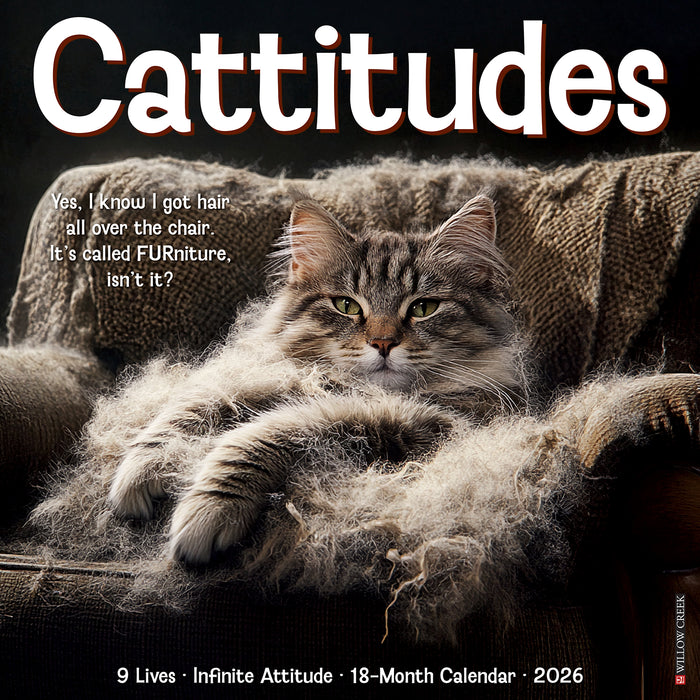Cattitudes 2026 Square Wall Calendar