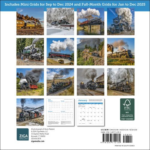 2025 Steam Trains Mini Wall Calendar