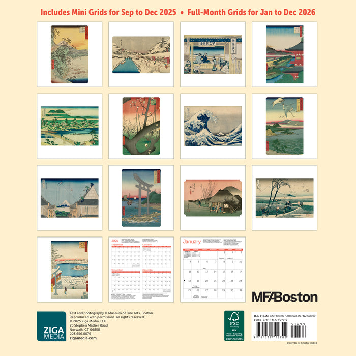 Japanese Woodblocks Museum of Fine Arts, Boston 2026 Square Wall Calendar