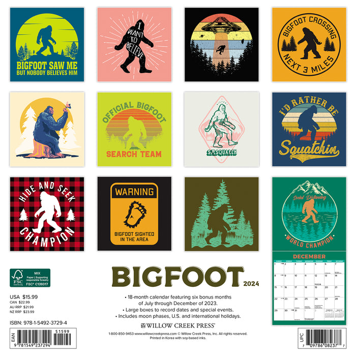 2024 Bigfoot Wall Calendar — Calendar Club