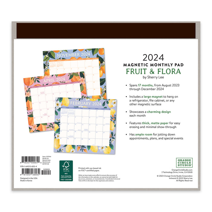 2024 Fruit & Flora Magnetic Wall Calendar