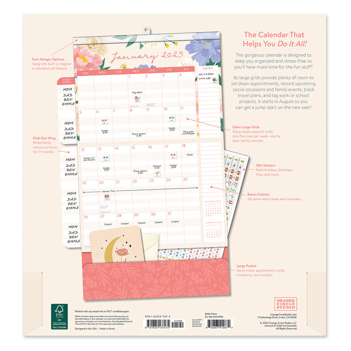 2025 Bella Flora Do It All Wall Calendar