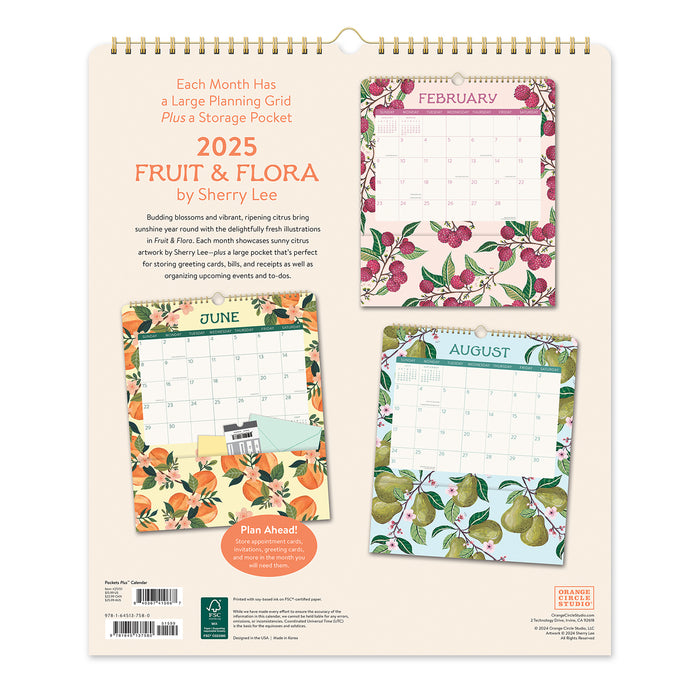 2025 Fruit & Flora Pockets Plus Wall Calendar