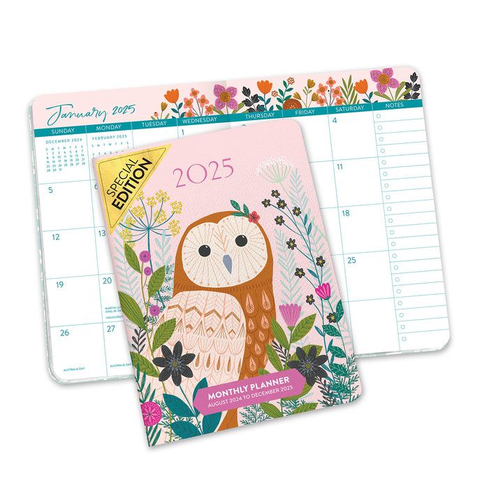 2025 Garden Owl Monthly Pocket Diary by  Orange Circle Studio from Calendar Club