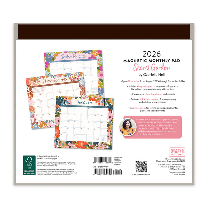 Secret Garden Pad Special Edition 2026 Magnetic Calendar