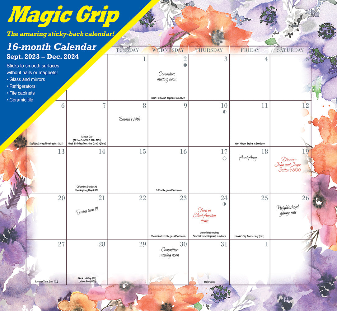 2024 Floral Jumbo Magic Grip Wall Calendar — Calendar Club