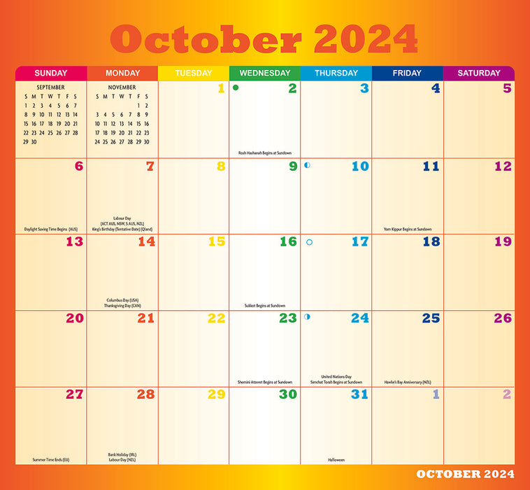 2024 Rainbow Jumbo Magic Grip Wall Calendar